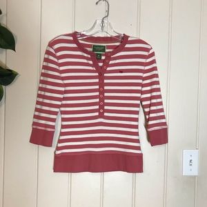 Ladies US Polo Assn Pink & White Stripe Blouse 
Medium 8 - 10
Button Front 3/4 …